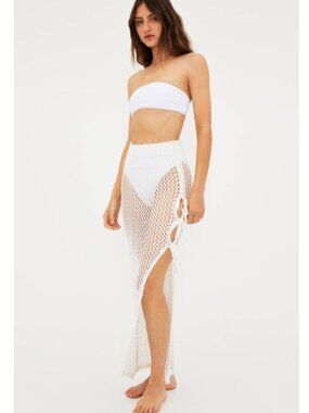 Beach Riot Cover up, crochet, full length skirt, white, women's XS, Brand New